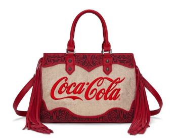 CO-HB-19-111-RD Coca-Cola Western Floral Fringe Satchel Bag