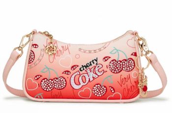 CO-HB-23-115-RD Coca Cola Cherry Coke Rhinestone Print Crossbody Bag