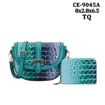 CE-9045A TQ RAIN BOW CROCO CROSS BODY BAG WITH WALLET