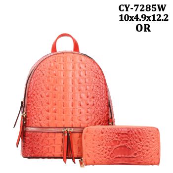 CY-7285W MD CROCO BACKPACK WITH WALLET