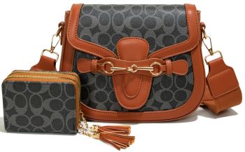 CC25521-M2 D BR CROSS BODY HANDBAG WITH WALLET