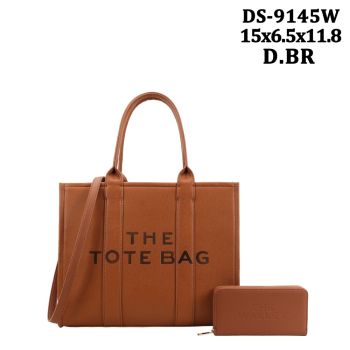 DS-9145W DBR DESIGNER TOTE BAG WITH WALLET