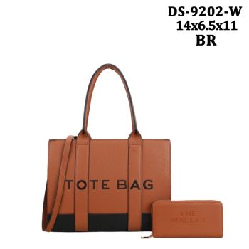 DS-9202WBR DESIGNER TOTE BAG WITH WALLET
