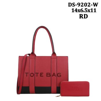 DS-9202WRD DESIGNER TOTE BAG WITH WALLET