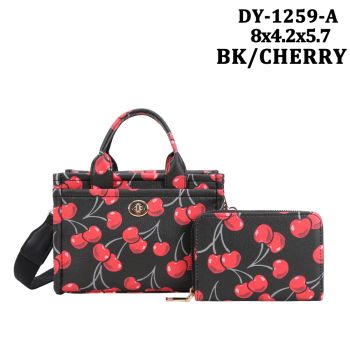 DY-1259ABK/CHERRY DRAW STERING CROSS BODY BAG WITH WALLET