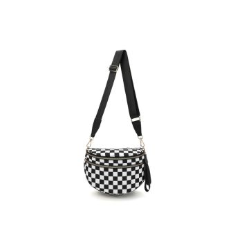 EGZ062BK Nylon Checkered Bum Bag Crossbody Bag