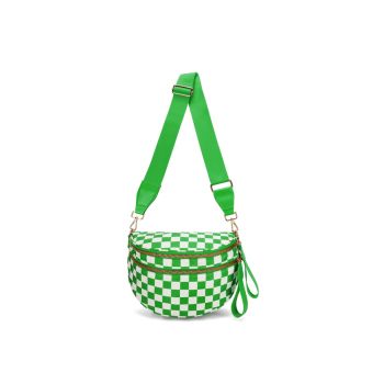 EGZ062GN Nylon Checkered Bum Bag Crossbody Bag