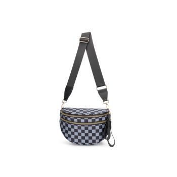 EGZ062GY Nylon Checkered Bum Bag Crossbody Bag
