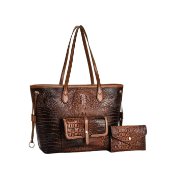 EGZ074BR CROCO SHOPPING TOTE BAG WITH COIN WALLET
