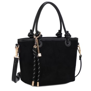 ES32163-7 BK/BK DESIGNER SUEDE CROSS BODY BAG