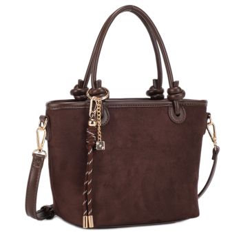 ES32163-7 CHO/CHO DESIGNER SUEDE CROSS BODY BAG