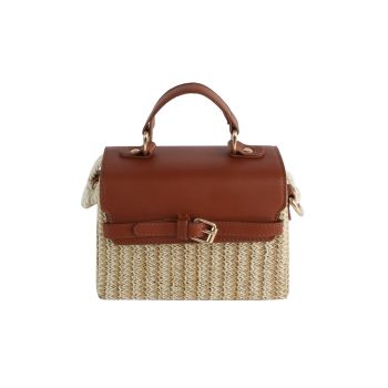 EWB070 BR STRAW CROSS BODY BAG