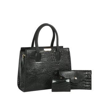 EWB203BK CROCO SHOPPING BAG 3PC SETS