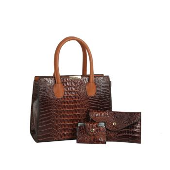 EWB203BR CROCO SHOPPING BAG 3PC SETS
