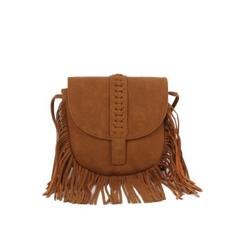 EWB294BR CROSS BODY SUADE FRINGE BAG