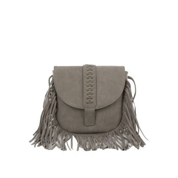 EWB294GY CROSS BODY SUADE FRINGE BAG