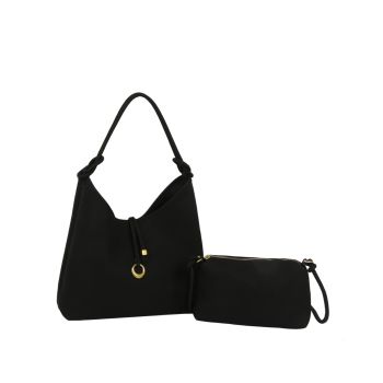 EWB368BK DESIGNER SUADE HOBO BAG WITH WALLET