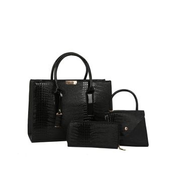 EWB388BK CROCO DESIGNER 3PC SETS WITH WALLET