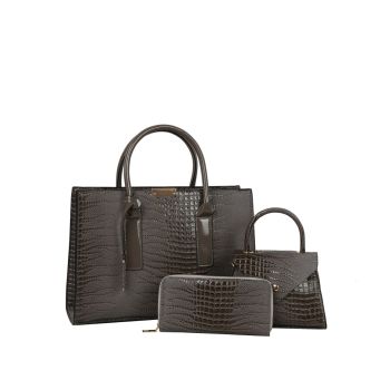 EWB388GY CROCO DESIGNER 3PC SETS WITH WALLET