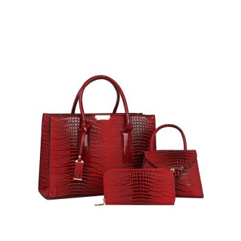 EWB388RD CROCO DESIGNER 3PC SETS WITH WALLET