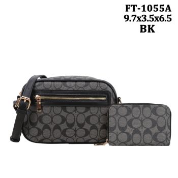 FT-1055A BK MONO GLAM CROSS BODY BAG WITH WALLET