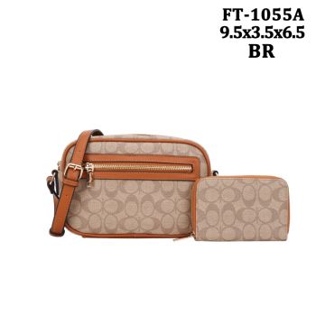 FT-1055A BR MONO GLAM CROSS BODY BAG WITH WALLET