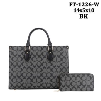 FT-1226WBK MONOGLAN SHOPPING BAG WITH WALLET