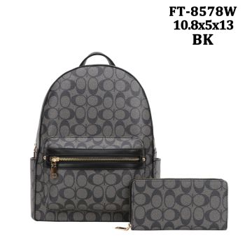 FT-8578W BK DESINER BAGPACK WITH WALLET