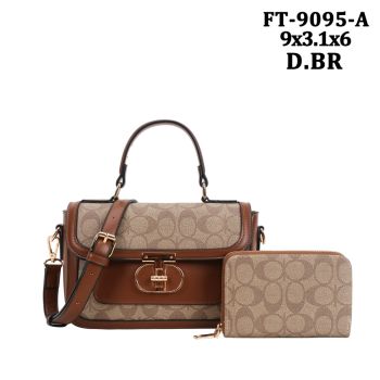 FT-9095AD BR MONOGLAM CROSS BODY BAG WITH WALLET