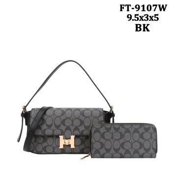FT-9107W BK CROSBODY MONOGLAM WITH WALLET