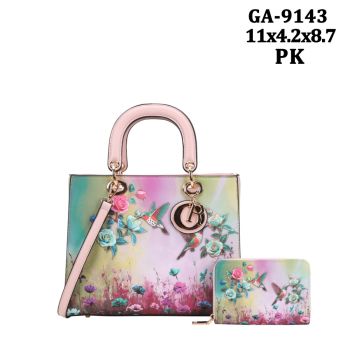 GA-9143PK DESIGNER HUMMINGBIRD BAG WITH WALLET