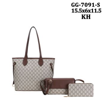 GG-7091SKH DESIGNER SHOPPING TOTE BAG  3PC SETS