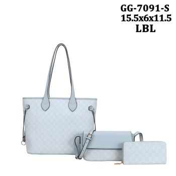 GG-7091SLBL DESIGNER SHOPPING TOTE BAG  3PC SETS
