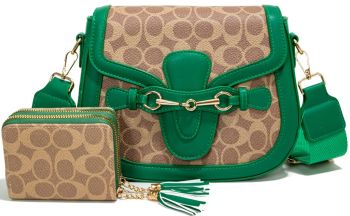 CC25521-M2 GN CROSS BODY HANDBAG WITH WALLET