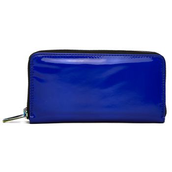 HAR4 300-R.BLUE Hologram Zip Around Wallet with Double Rainbow Zippe