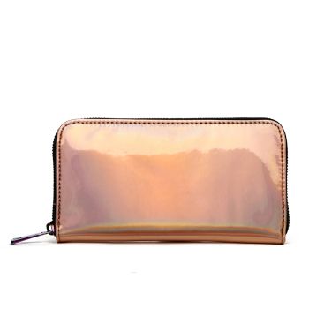 HAR4 5064S-RGD Hologram Zip Around Wallet with Rainbow Zipper