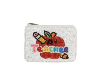 HD00524 A+ TEACHER BEADED COIN PURSE