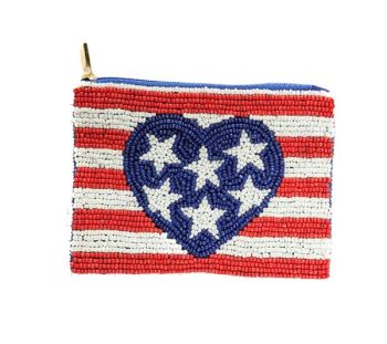 HD00581 AMERICAN FLG BEADED COIN PURSE