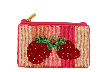 HD00653 STRAW BERRY BEADED COIN PURSE