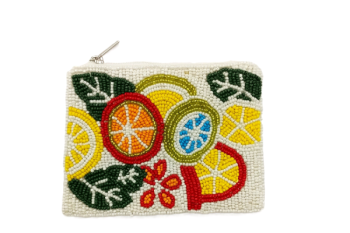 HD00661 ORANGES BEADED COIN PURSE