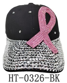 HT-0326 BK PINK RIBBON HAT