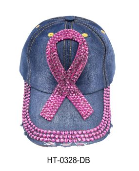 HT-0328DB FAITH/PINK RIBBON HAT