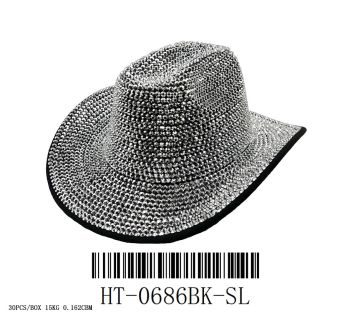 HT-0686BK/SL BLING COWBOY HAT