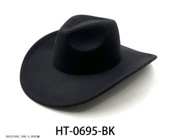 HT-0695 BK SOLID COWBOY HAT 