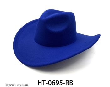HT-0695 R BL SOLID COWBOY HAT 