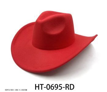 HT-0695 RD SOLID COWBOY HAT 