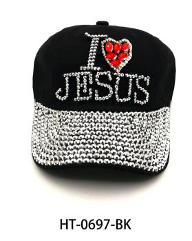 HT-0697 BK I LOVE JEUS HAT