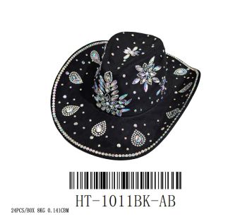 HT-1011BK/AB BLING COWBOY HAT 