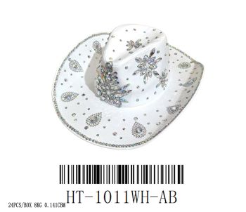 HT-1011WT/AB BLING COWBOY HAT 