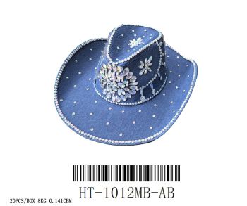 HT-1011MBL/AB BLING COWBOY HAT 